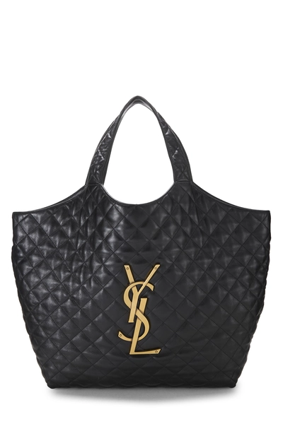 Black Lambskin Icare Shopping Tote Maxi