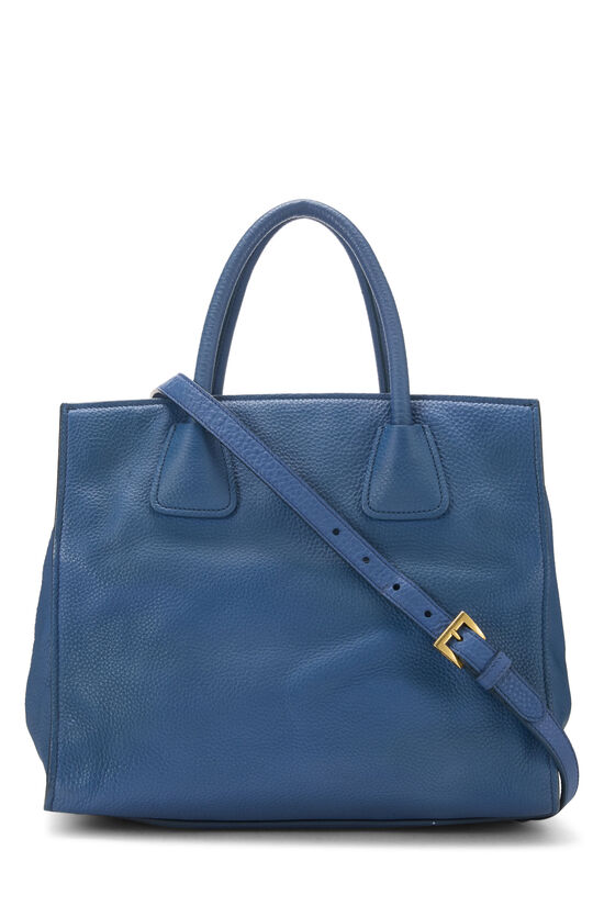 Blue Vitello Daino Trapeze Front Pocket Tote, , large image number 3