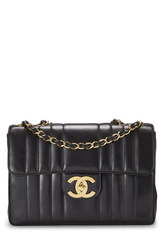 Chanel Chanel Black Lambskin Large CC Logo Chain Tote Bag