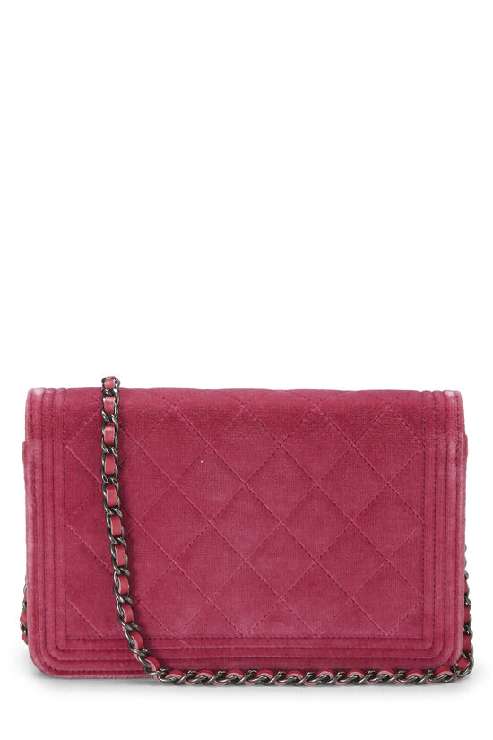 Pink Quilted Velvet Boy Wallet on Chain (WOC), , large image number 3