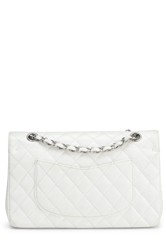 Chanel - White Quilted Caviar Classic Double Flap Medium