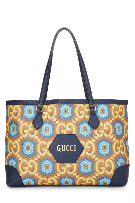 Navy Coated Canvas Kaleidoscope Ophidia Tote, , large image number 0
