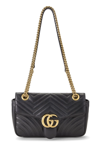 Black Leather GG Marmont Matelass&eacute; Shoulder Bag Small