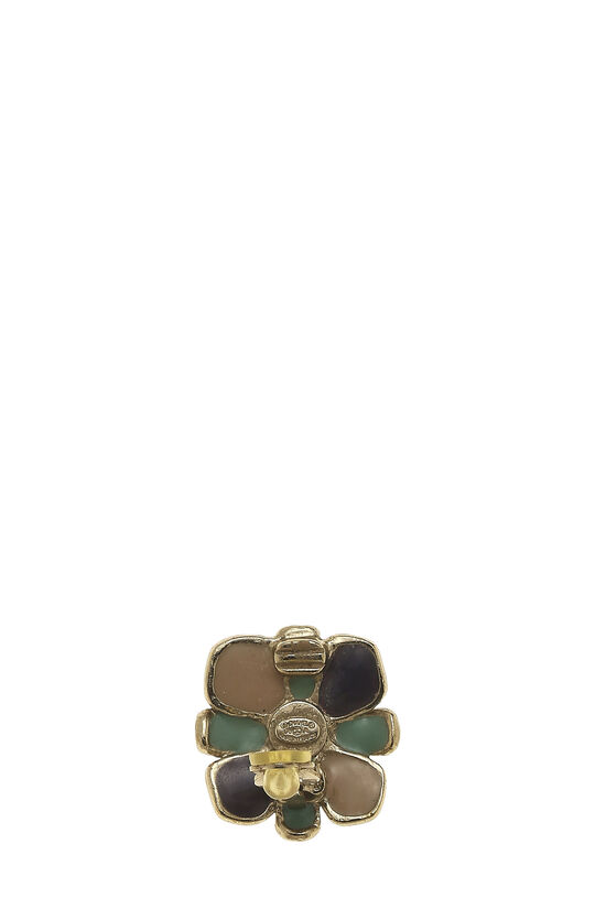 Gold & Multicolor Enamel 'CC' Flower Earrings, , large image number 3