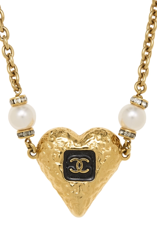 Gold Crystal 'CC' Heart Choker, , large image number 1
