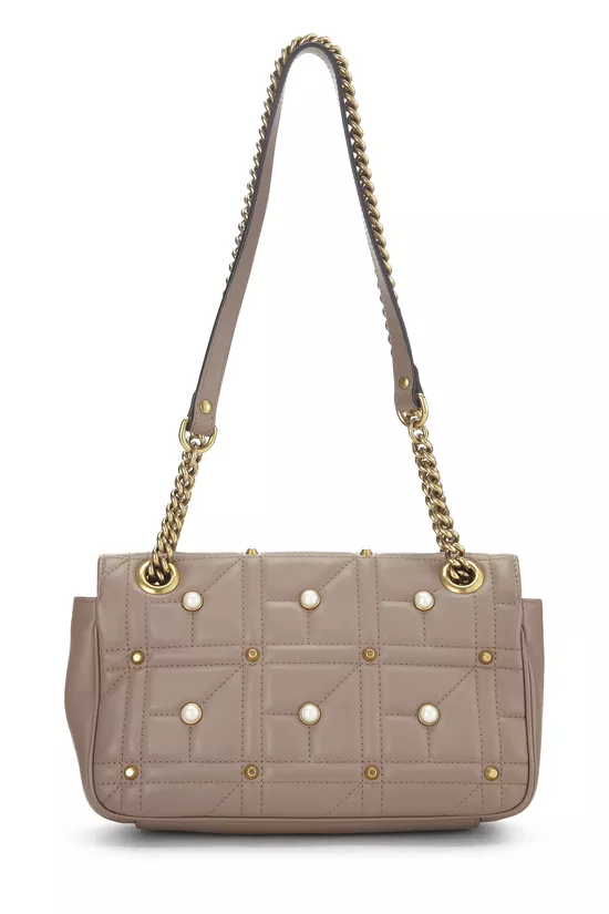 Pink Leather & Faux Pearl GG Marmont Shoulder Bag Small, , large image number 3