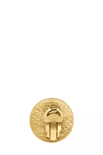 Gold & Faux Pearl Button Earrings, , large