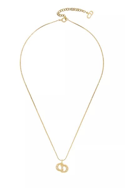 Gold & Crystal 'CD' Necklace
