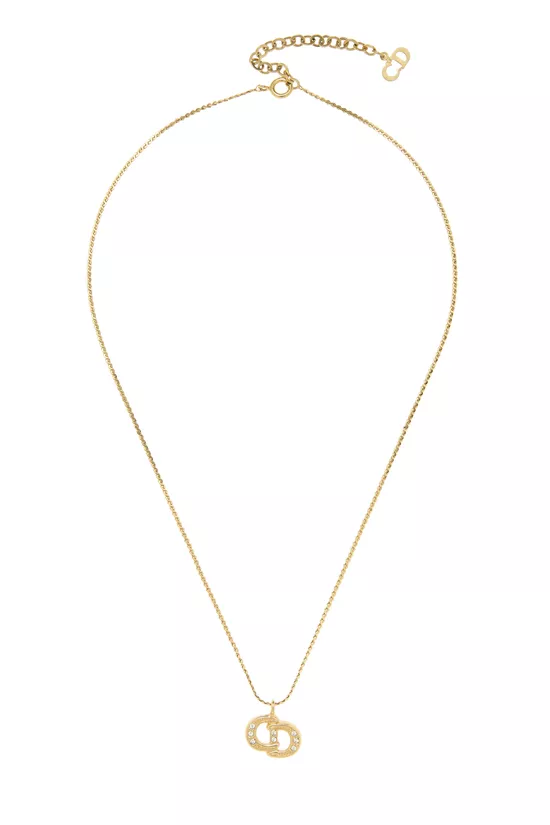 Gold & Crystal 'CD' Necklace, , large image number 0