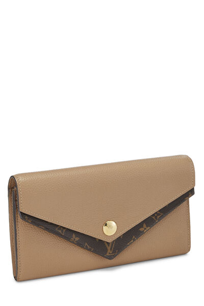 Beige Taurillon Leather Double V Wallet, , large