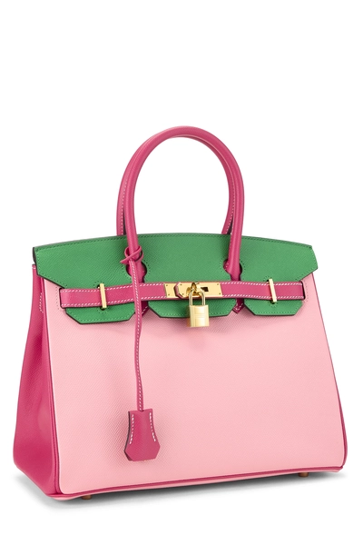 Rose Confetti, Rose Tyrien, Bambou Epsom Horseshoe Birkin 30, , large