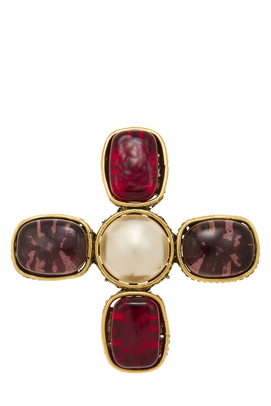 Multicolor Gold Gripoix Brooch, , large image number 0