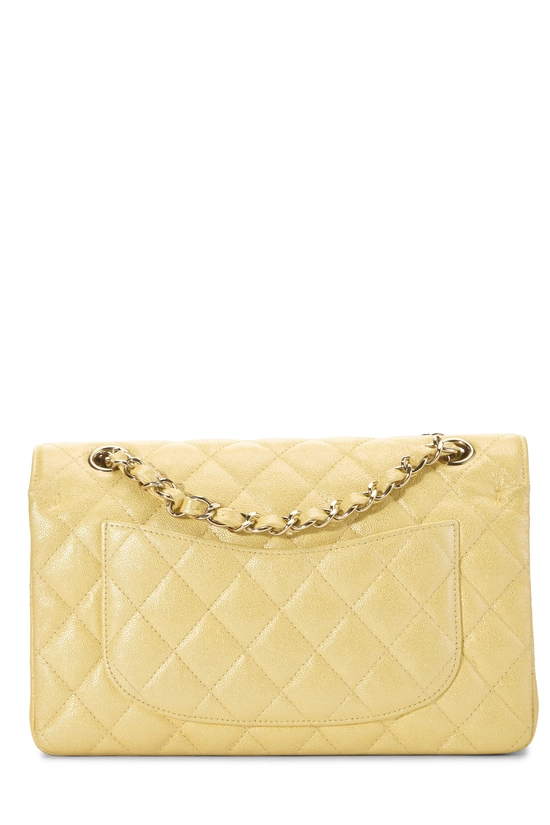 Iridescent Yellow Quilted Caviar Classic Double Flap Small, , large image number 3