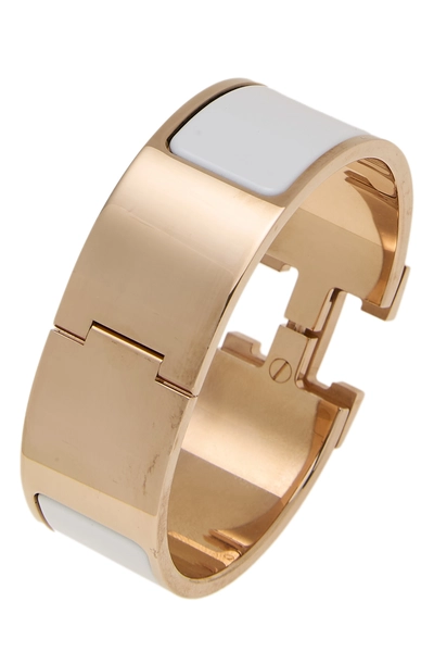 White Enamel Rose Gold Clic-Clac 'H' Wide, , large
