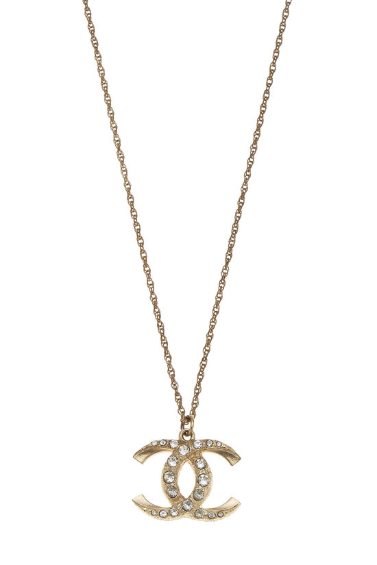 Gold Crystal 'CC' Necklace, , large image number 1