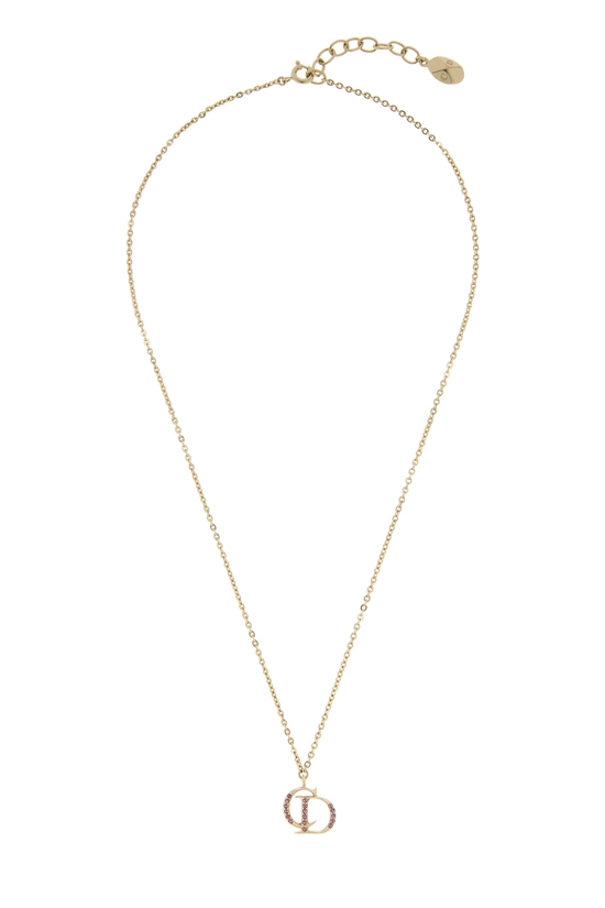 Gold Crystal 'CD' Necklace, , large image number 0