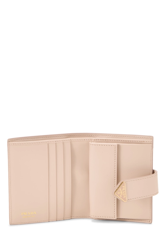 Beige Leather Compact Wallet, , large image number 3