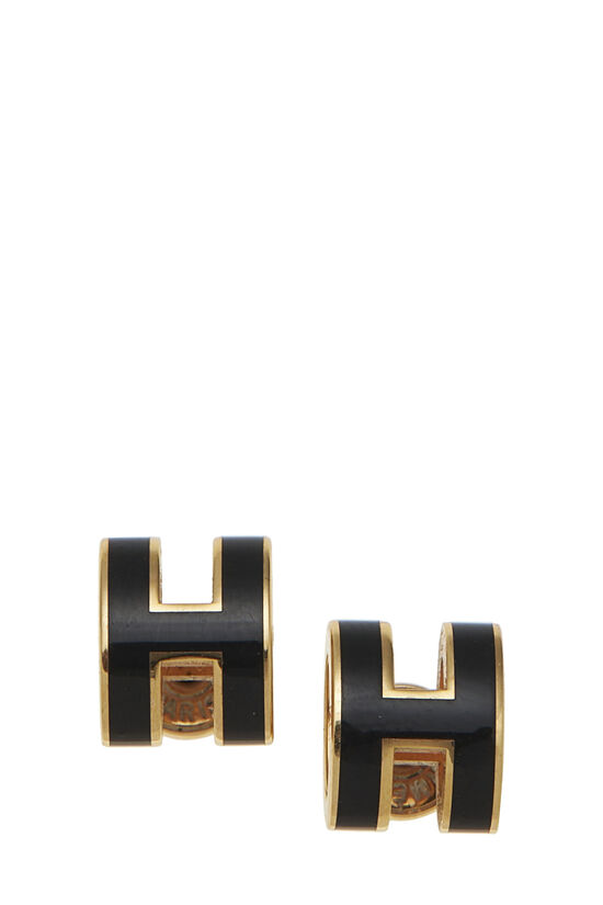 Gold & Black "Pop H" Earrings Mini, , large image number 1