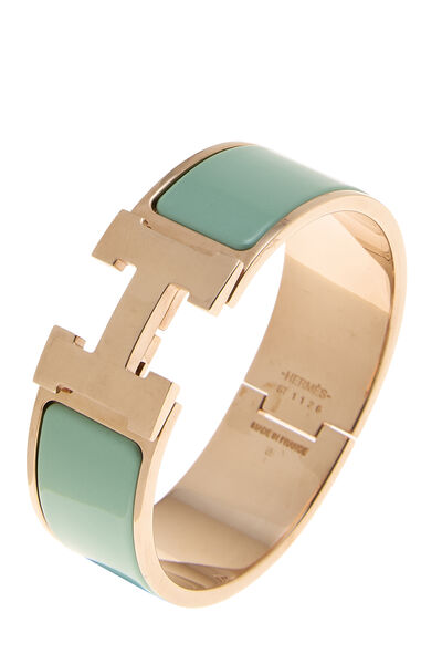 Blue Enamel Rose Gold Clic-Clac H Wide