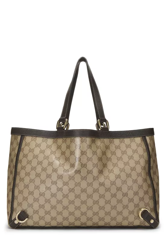 Brown Crystal Canvas D-Ring Abbey Tote, , large image number 3