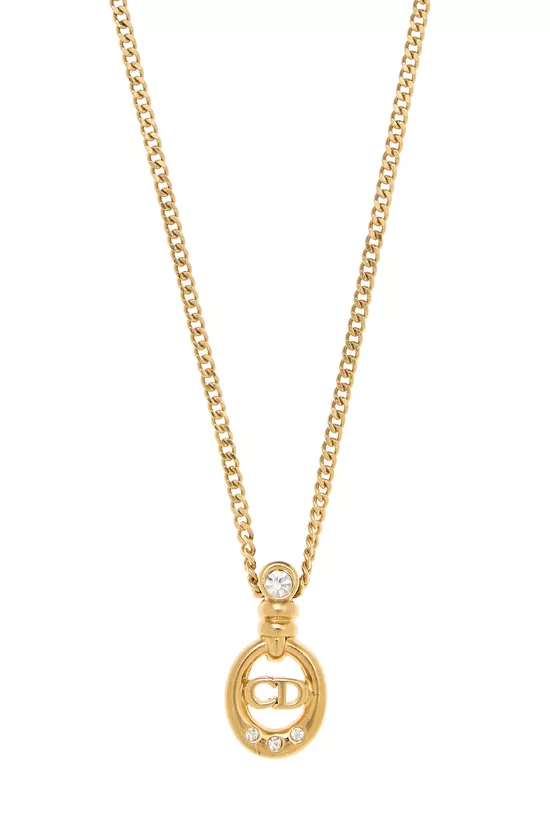 Gold & Crystal 'CD' Necklace, , large image number 1