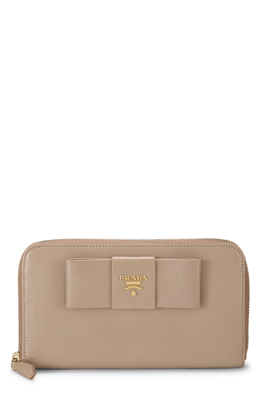 Beige Saffiano Bow Continental Wallet, , large image number 0
