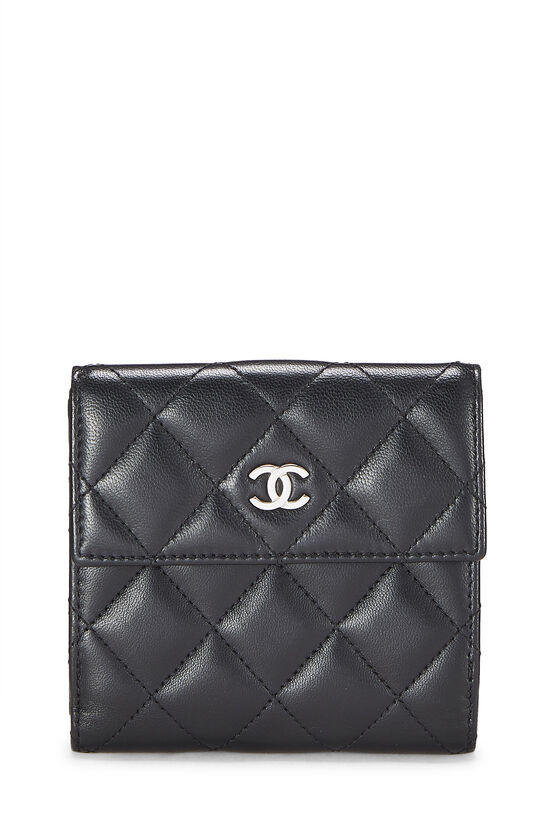 Black Quilted Lambskin Compact Wallet, , large image number 0