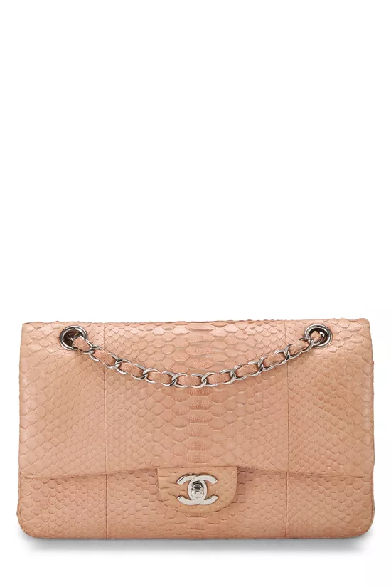 Pink Python Classic Double Flap Medium, , large image number 0