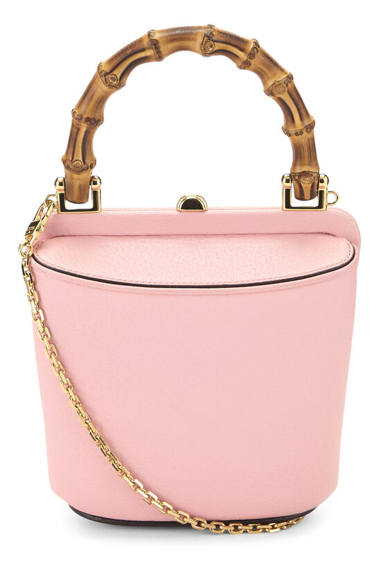 Pink Leather Marina Bamboo Bucket Bag Mini, , large image number 3