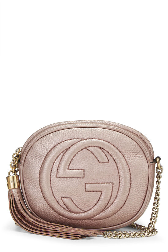 Pink Metallic Grained Leather Soho Round Chain Mini, , large image number 1