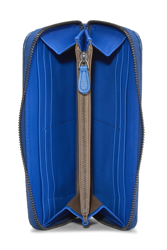 Navy Intrecciato Snakeskin Zip Around Wallet, , large image number 3