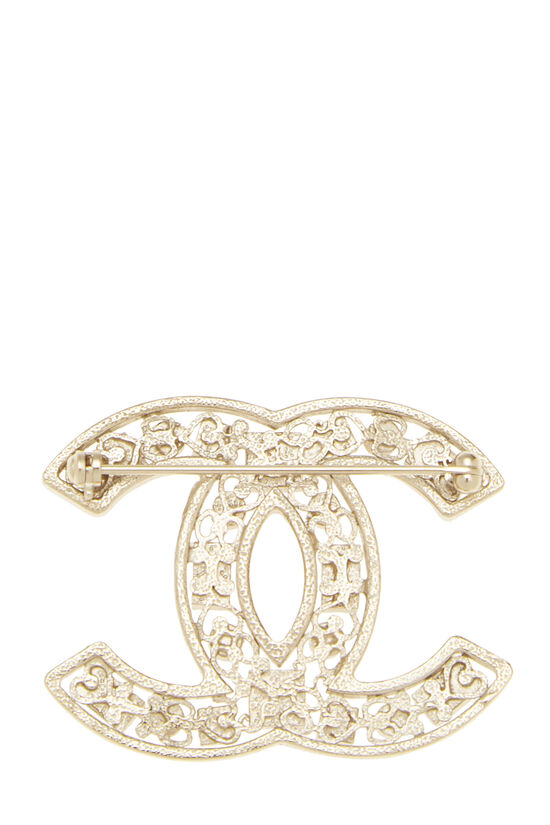 Gold & Purple Stone 'CC' Pin, , large image number 1