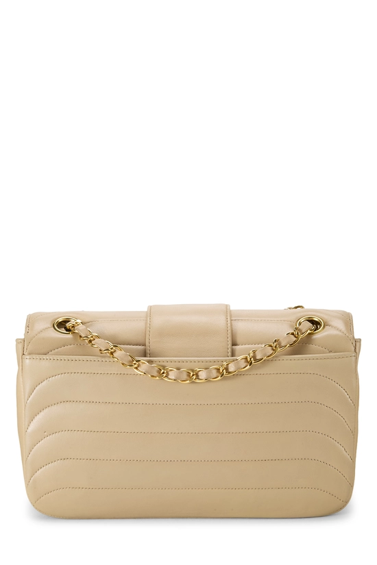 Beige Quilted Lambskin Double Round Flap Small, , large image number 3