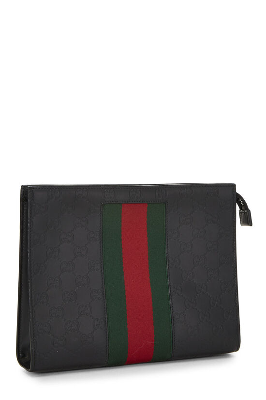 Black Guccissima Leather Web Pouch, , large image number 1
