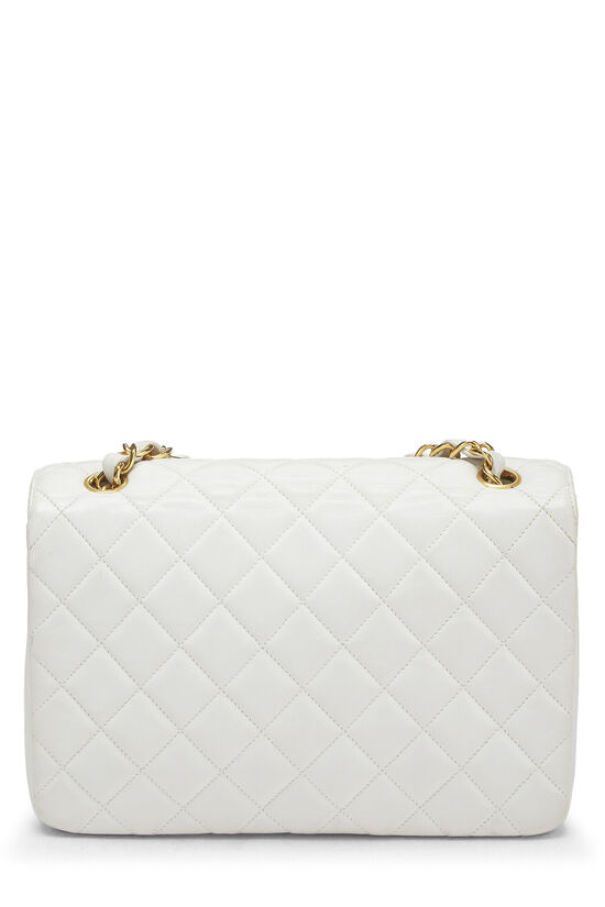 White Quilted Lambskin Rounded Tab Single Flap Mini, , large image number 4