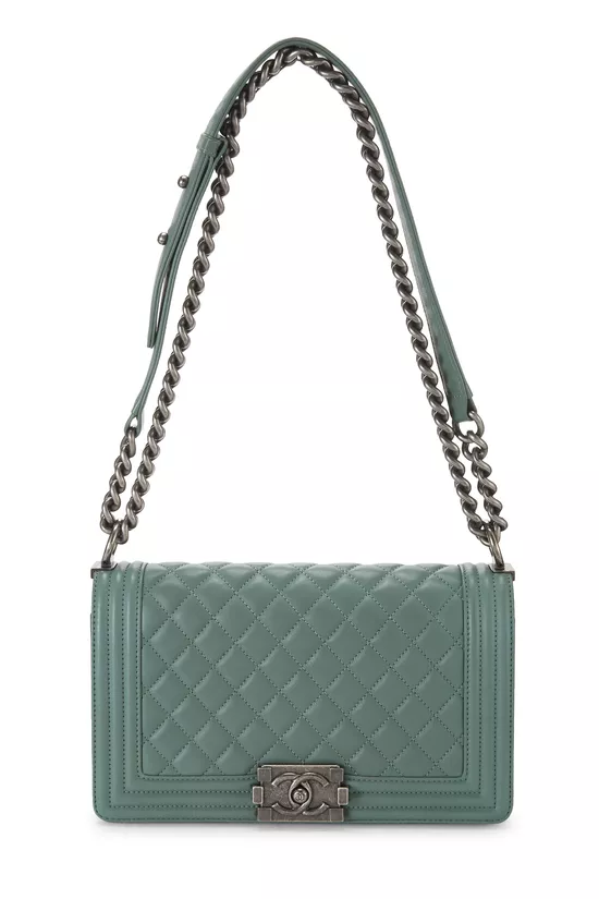 Green Quilted Calfskin Boy Medium, , large image number 0