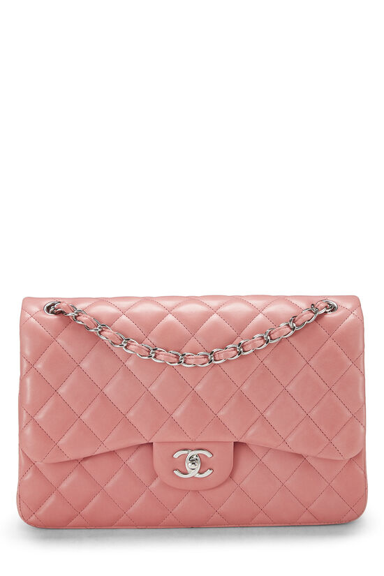 Pink Quilted Lambskin New Classic Double Flap Jumbo, , large image number 0