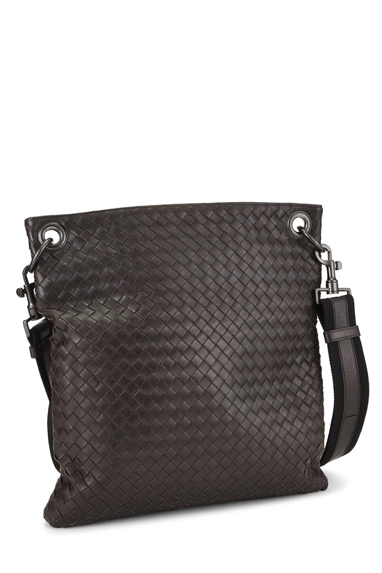 Brown Intrecciato Flat Messenger Bag, , large image number 1