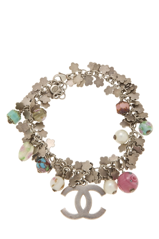 Multicolor Silver Beaded Charm Bracelet, , large image number 1