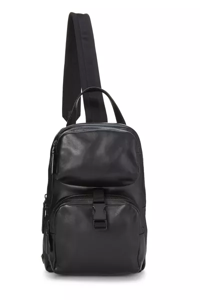Black Leather Sling Backpack