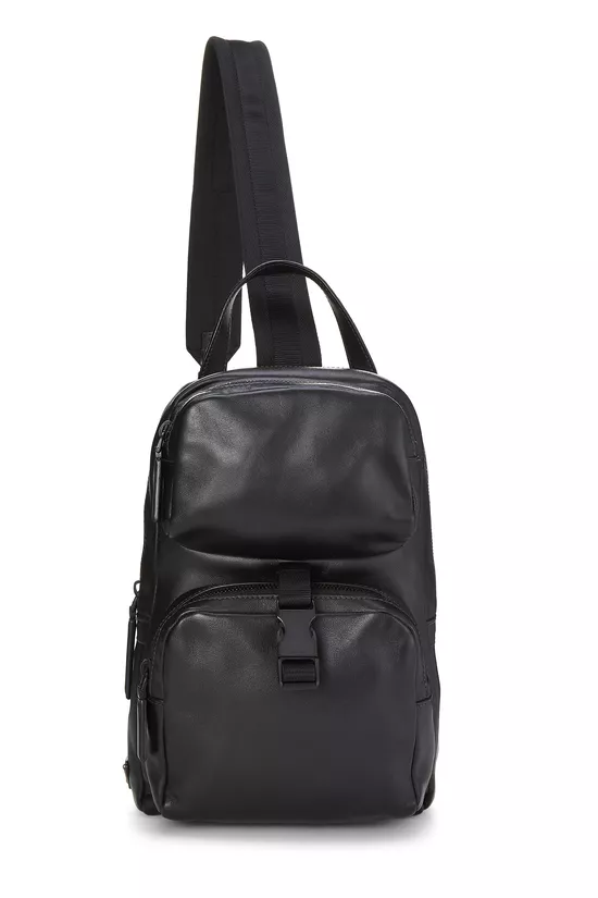 Black Leather Sling Backpack, , large image number 0