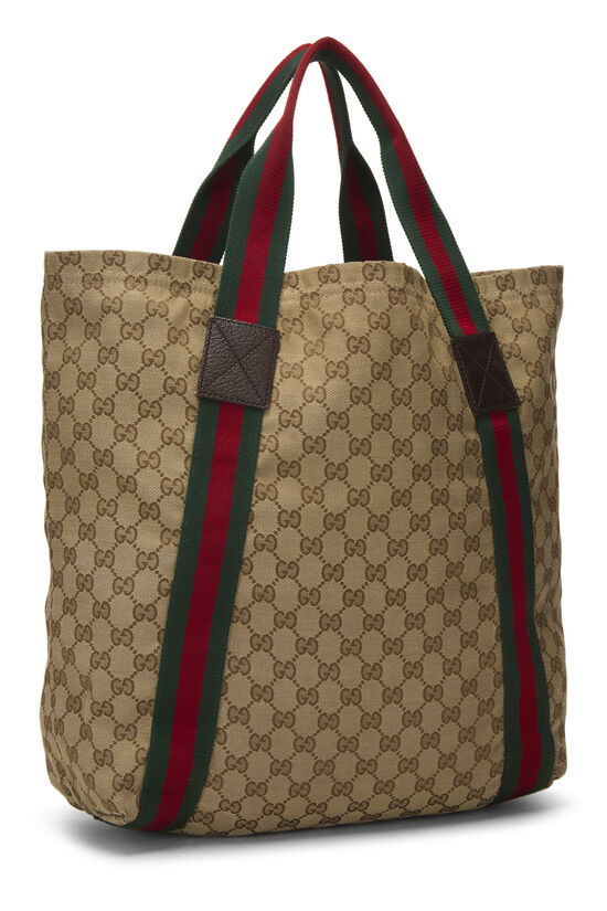 Original GG Canvas Flat Web Tote, , large image number 1