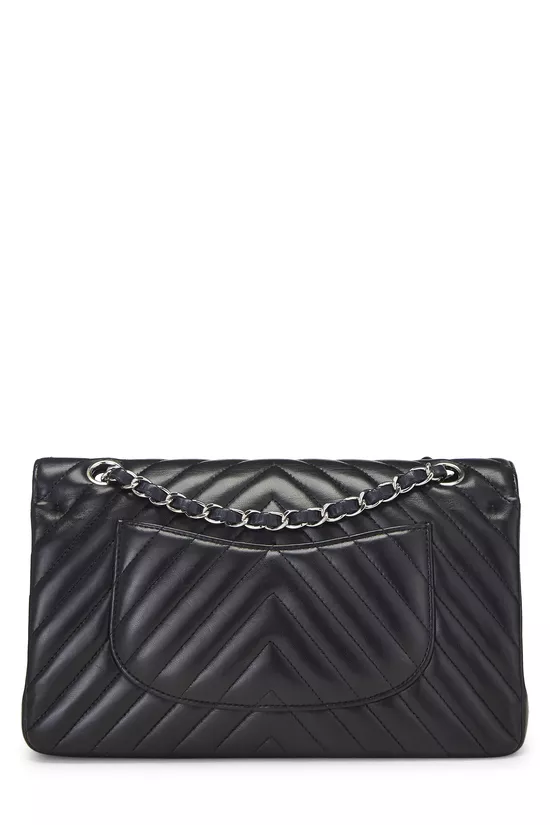 Black Chevron Lambskin Classic Double Flap Medium, , large image number 3