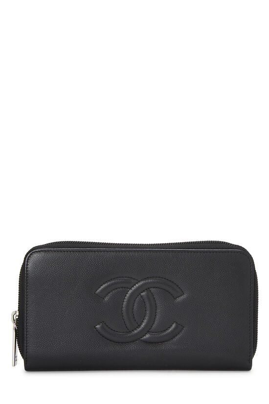 Chanel Black 'CC' Caviar Zip Around Wallet Q6A2TK0FKB015