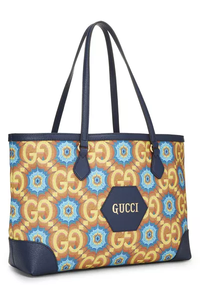 Navy Coated Canvas Kaleidoscope Ophidia Tote, , large