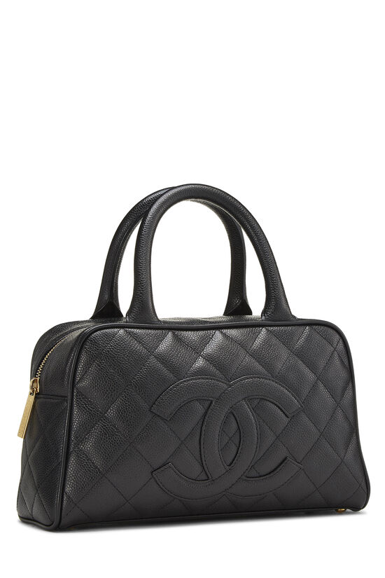 Black Quilted Caviar Bowler Mini, , large image number 3
