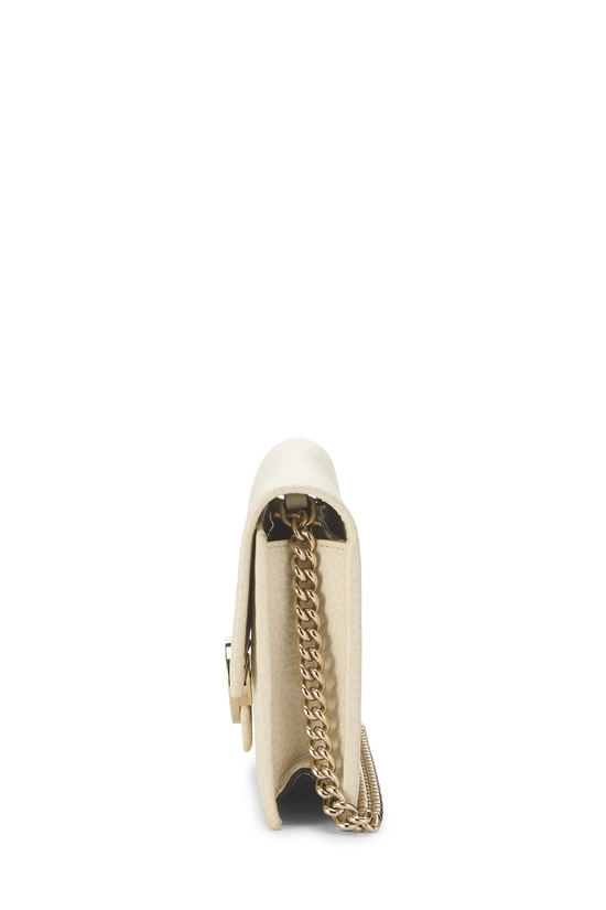 Cream Leather Interlocking Wallet On Chain (WOC) Small, , large image number 2