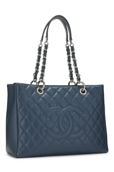 Blue Quilted Caviar Grand Shopping Tote (GST), , large