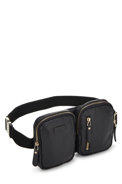 Gucci Black Guccissima Double Pocket Waist Pouch Small — photo 2