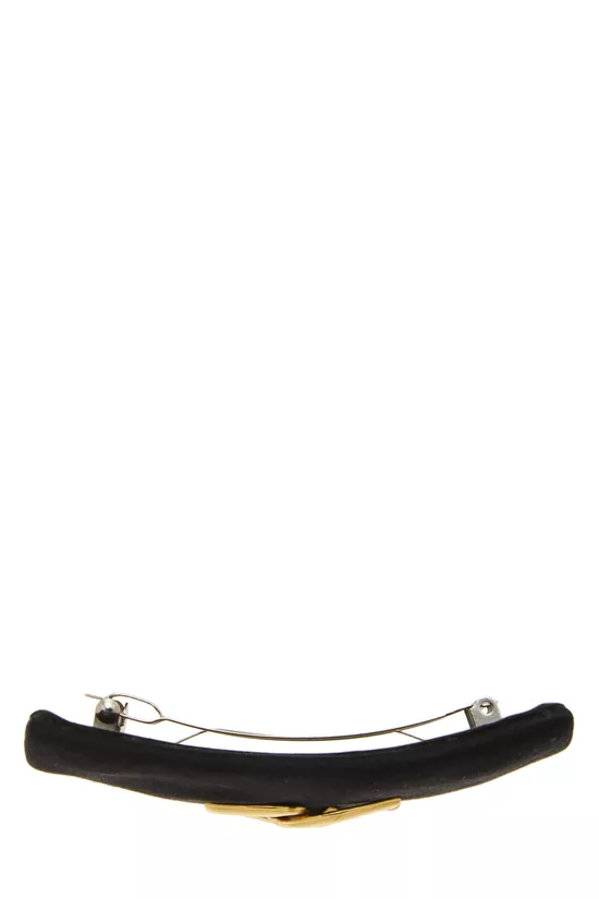 Black Satin 'CC' Barrette , , large image number 2